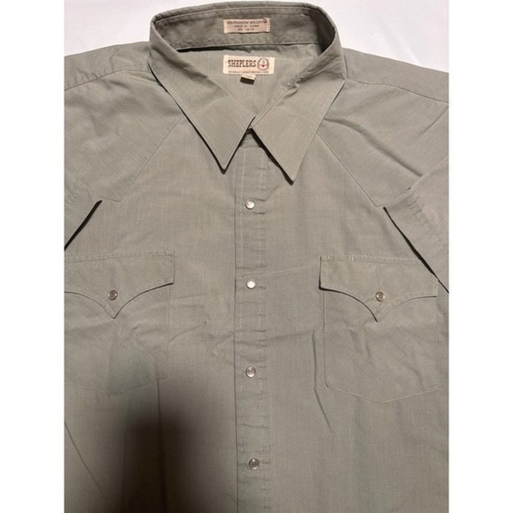 Sheplers Western Shirt‎ Mens Short Sleeve Button Up Cowboy Rodeo Olive Green